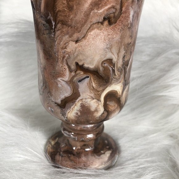 Coffee Cup Hand Painted Brown Pearl Swirls Glass - Picture 3 of 10